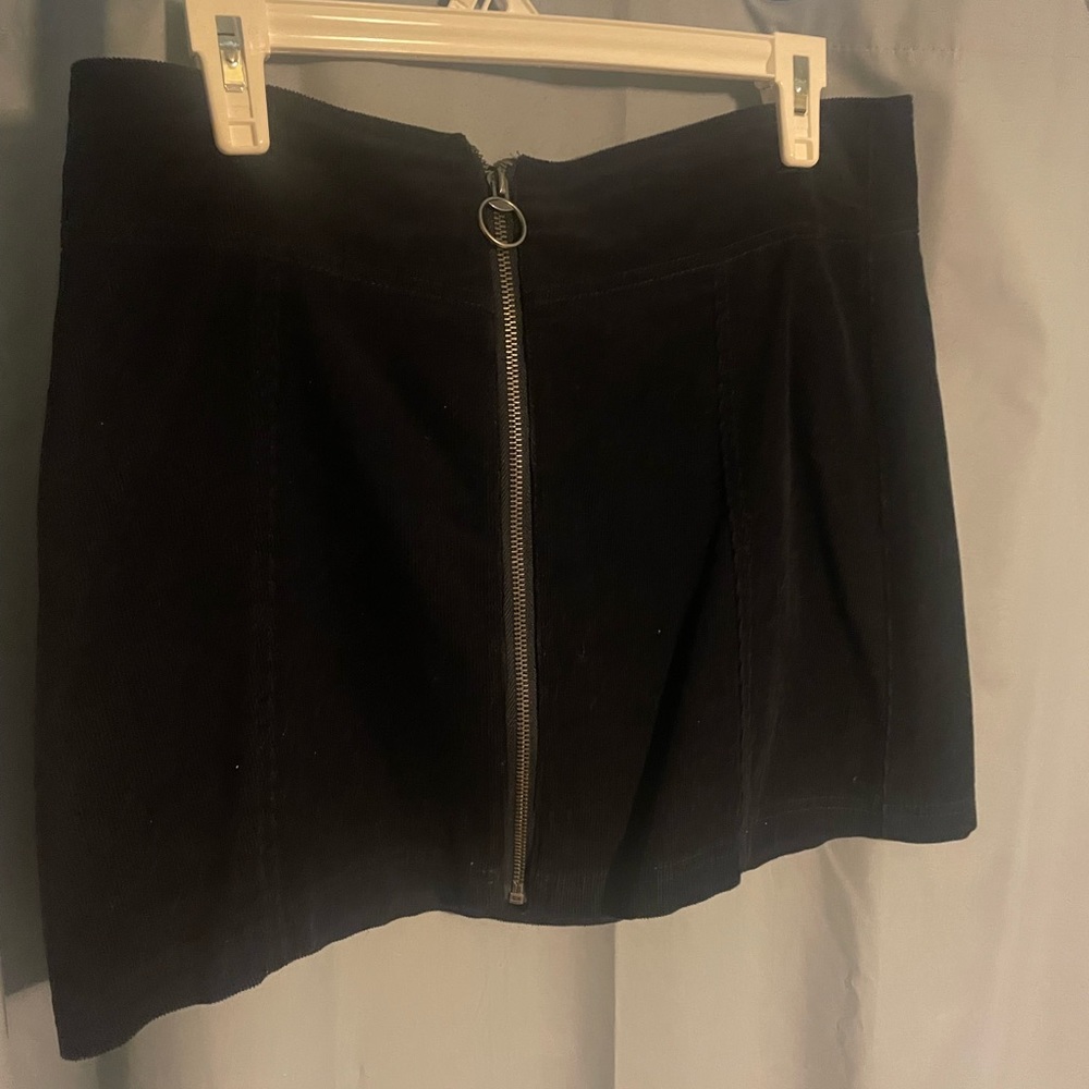 Navy corduroy zip up skirt